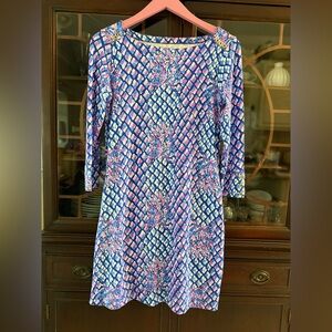 Lilly Pulitzer Vibrant Pink and Blue Long Sleeve Dress.Small
